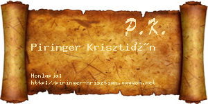 Piringer Krisztián névjegykártya