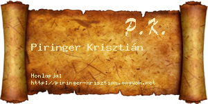 Piringer Krisztián névjegykártya